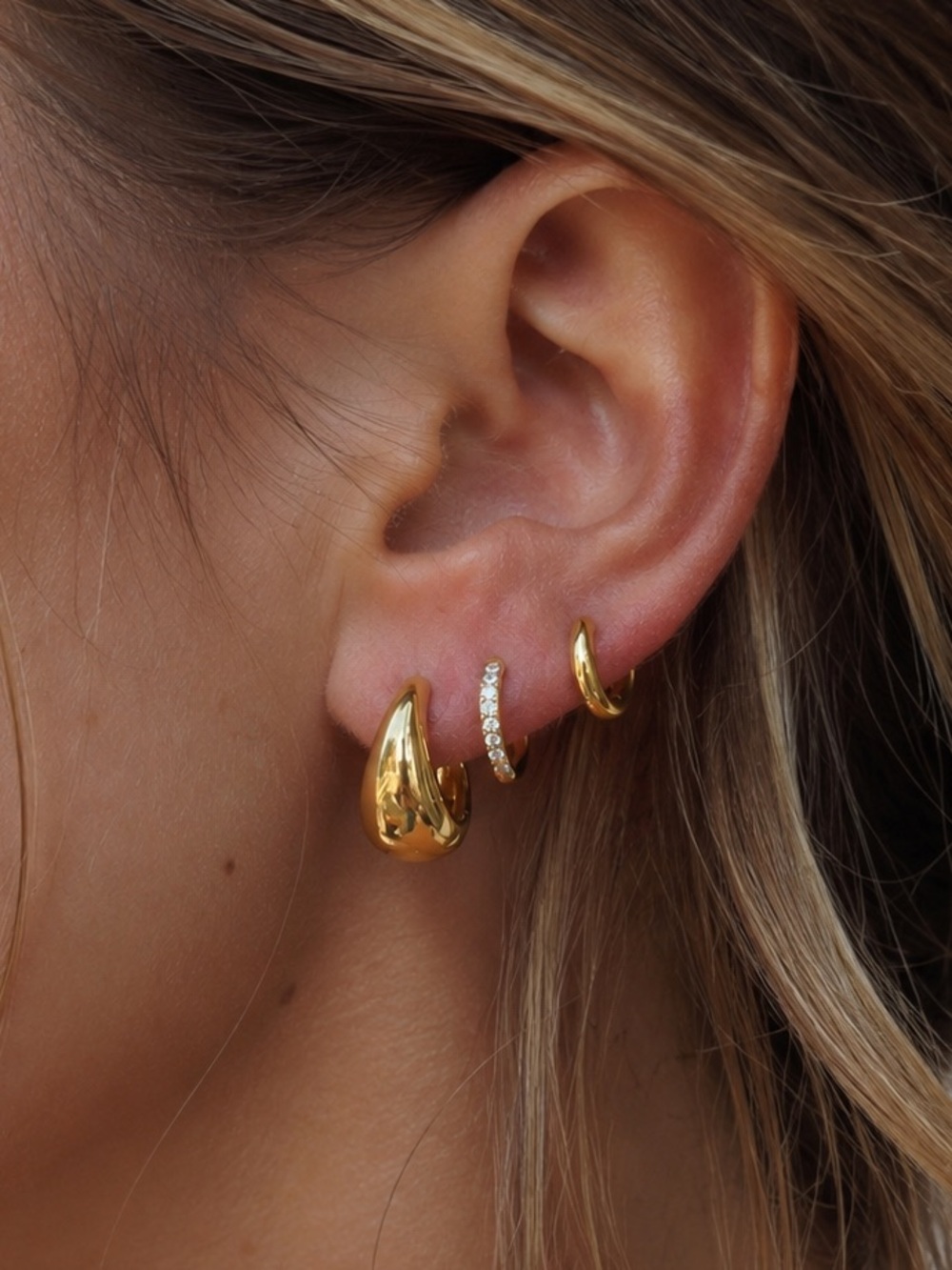3 Pairs | 18K Gold Plated Earring Set